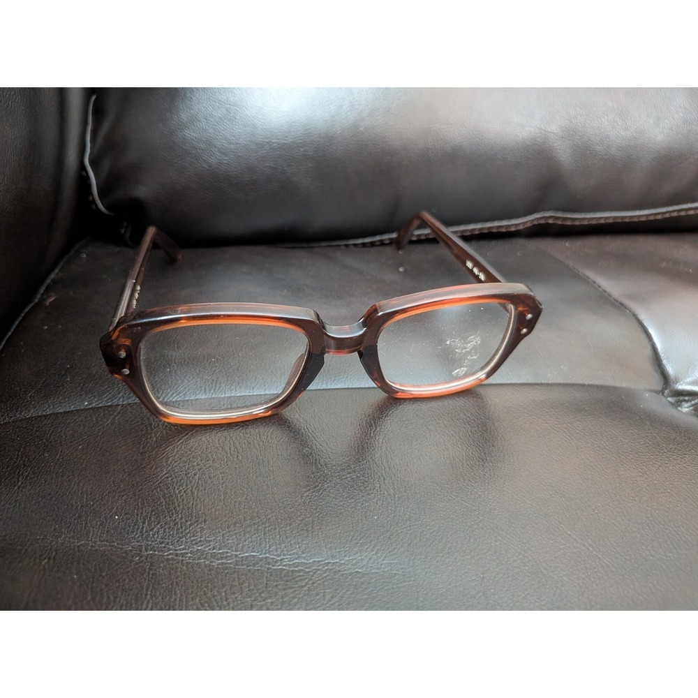 Vintage Military USS 4 1/2 - 5 3/4 Eyeglasses Frames Brown  - 48-20